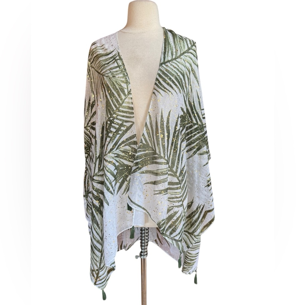 Simply Noelle Palm Leaf Semi-Sheer‎ Swim Coverup